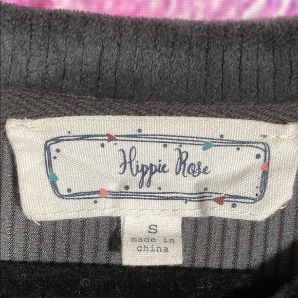 Hippie Rose Women’s Velour Sweatshirt S Charcoal Gray Cozy Lounge Pullover Top - Picture 2 of 6